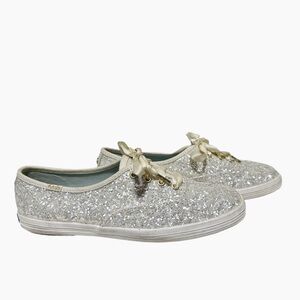 Keds X Kate Spade New York Glitter Sneakers Ivory Cream Off White Size 7